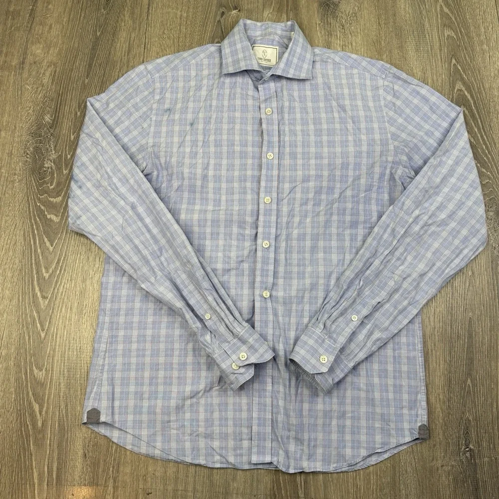 Todd Snyder Dress Shirt Mens Size 16 36/37 Plaid Cotton Spread Collar Business